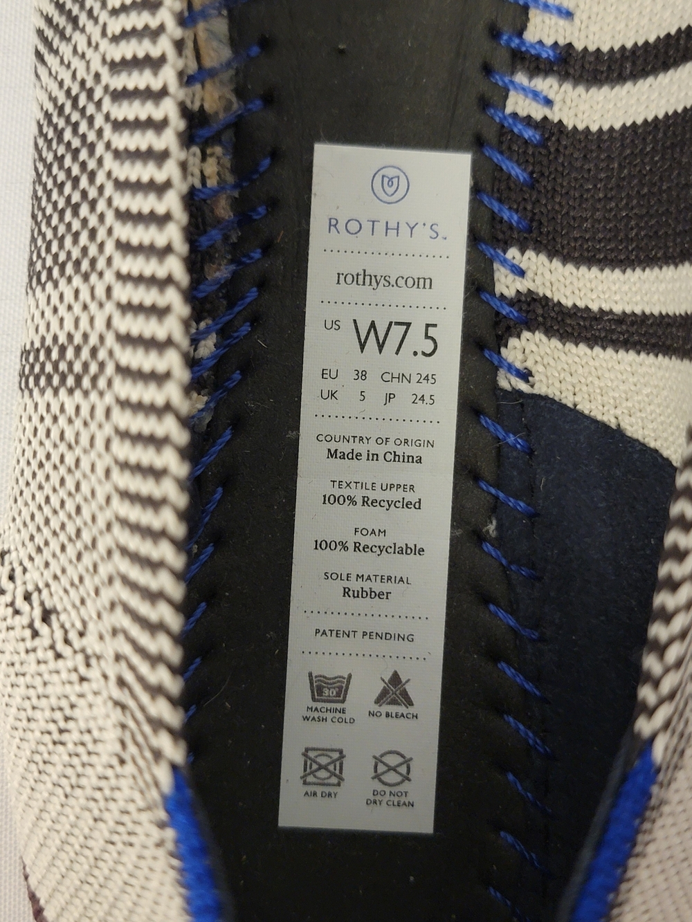 Rothy's The Point Inverse Multicolor Stripe Flats Size 7.5 - Picture 13 of 13
